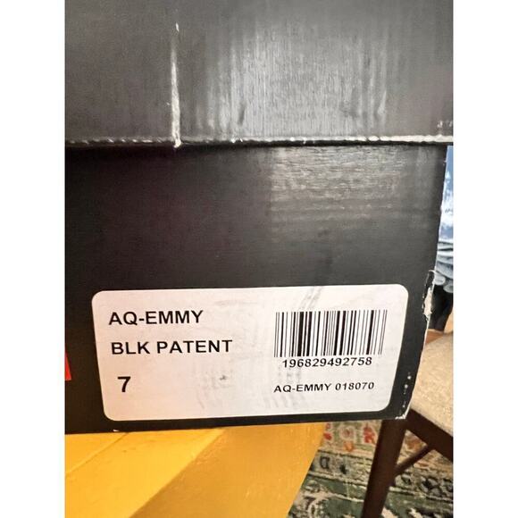 Aqua Emmy Black Faux Patent Leather Platform High Heel Mary Jane Pumps Size 7M - Picture 9 of 9